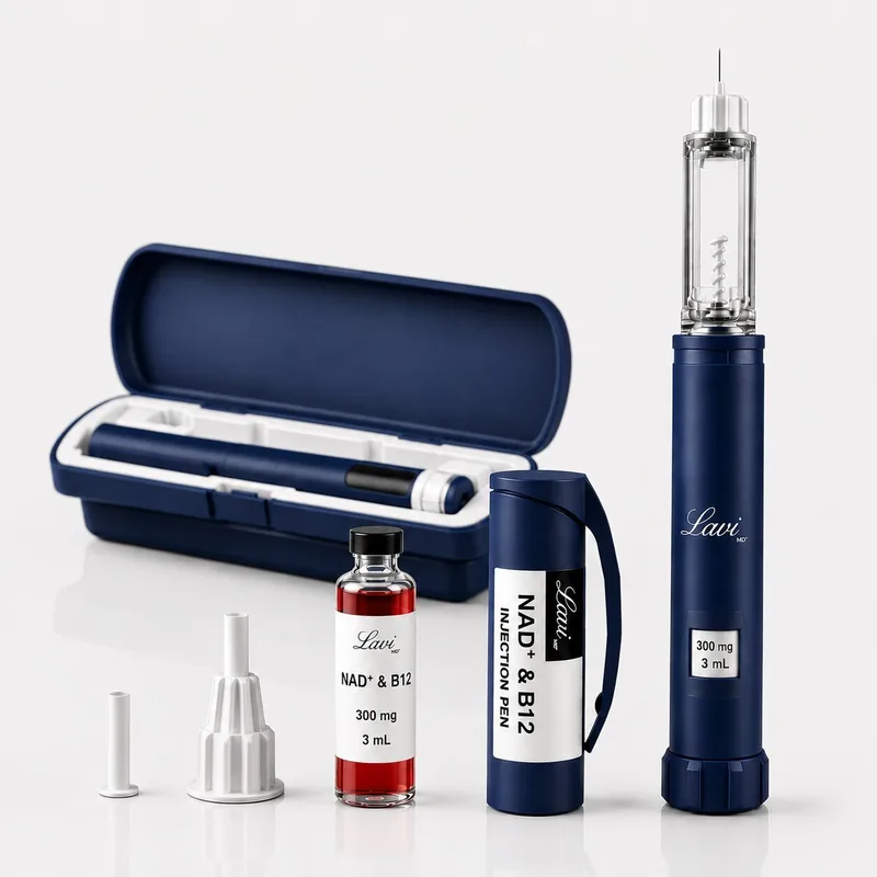 NAD+ / B12 injection pen with vial and carry case