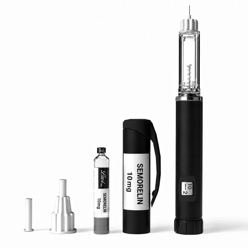 Sermorelin injection pen with vial and carry case